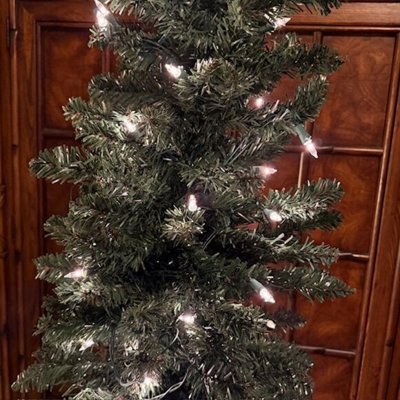 4ft Prelit Indoor Outdoor Tree in Weighted Resin Bronze Patina Pot Clear Lights - Picture 3 of 14